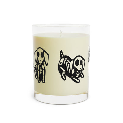 Halloween Skeleton Dog Scented Candle - Full Glass, 11oz