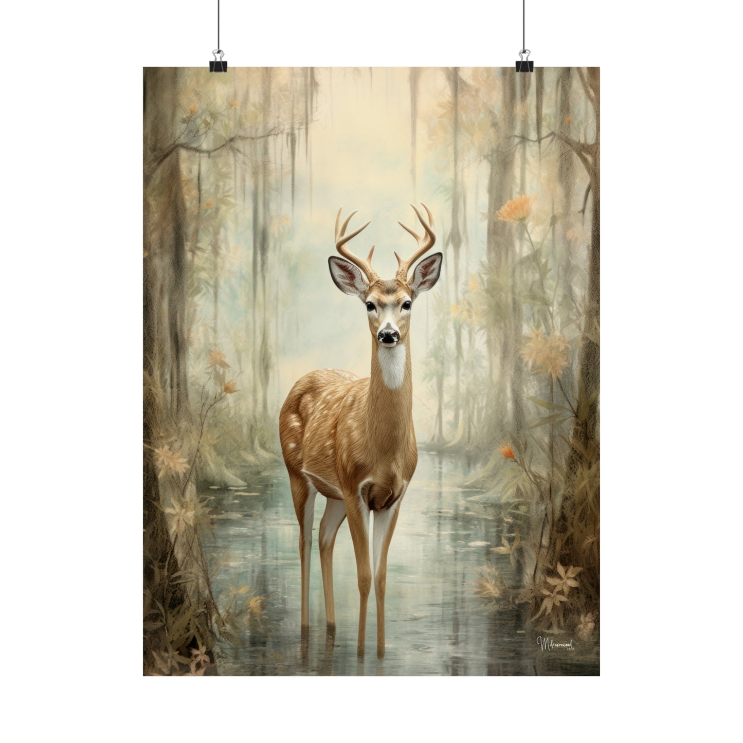 White-Tailed Deer in Florida Forest Premium Matte Vertical Posters