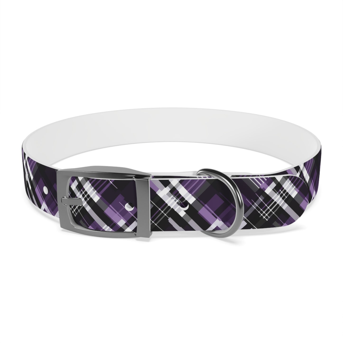 Sassy Pet's Purple, Black & White Plaid Leash Collar