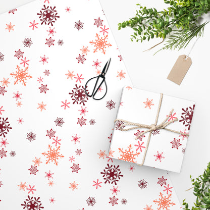 Orange & Red Snowflakes Wrapping Paper