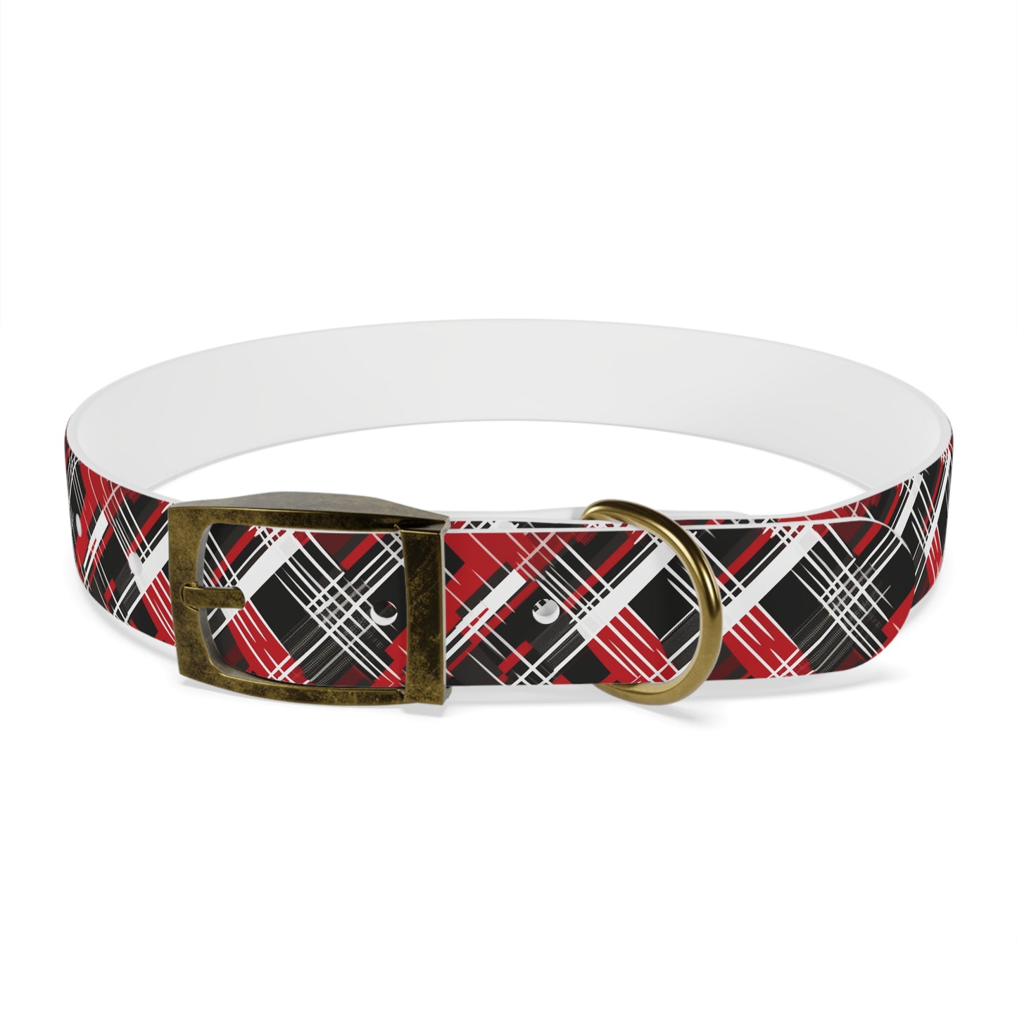 Sassy Pet's Red, Black & White Plaid Dog Collar