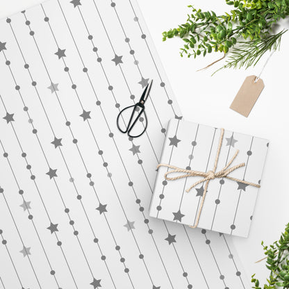 White Christmas Star Garland Wrapping Paper