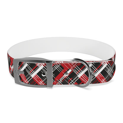 Sassy Pet's Red, Black & White Plaid Dog Collar