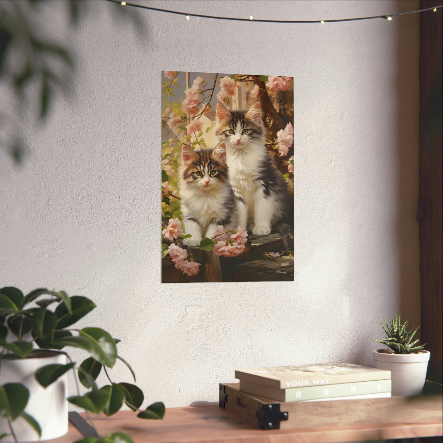 Kittens Floral Premium Matte Vertical Posters