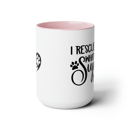 I Rescue Cats Two-Tone Coffee Mugs, 15oz