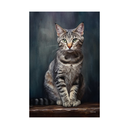 Gray Tabby Cat Grunge Premium Matte Vertical Posters