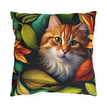 Tropical Tabby Cat Outdoor Pillows