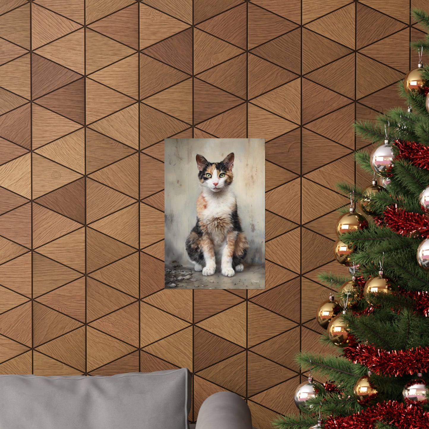 Calico Cat Grunge Premium Matte Vertical Posters