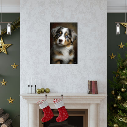 Australian Shepherd Puppy Premium Matte Vertical Posters