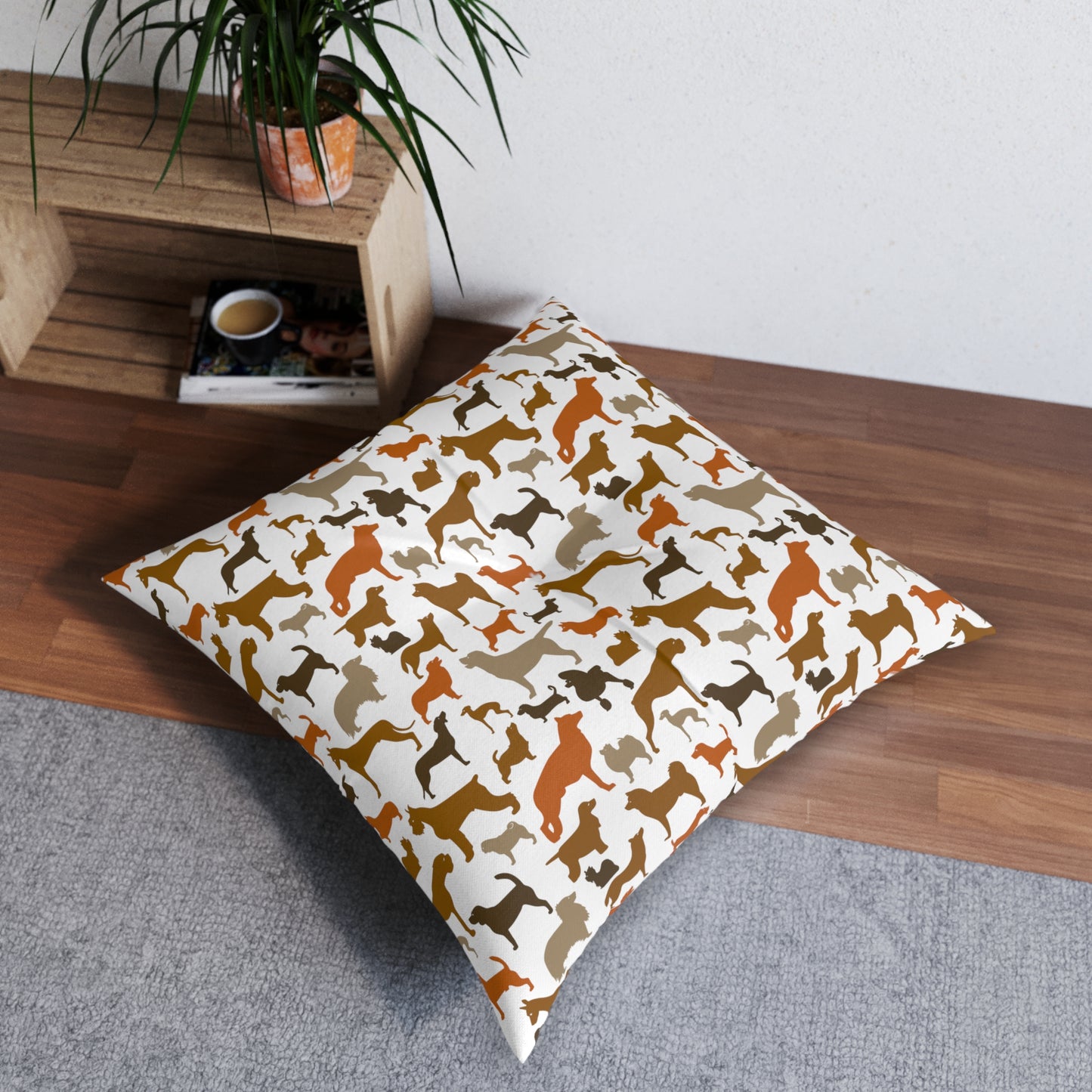 Sassy Pet's I Love Dogs! Tufted Floor Pillow, Square