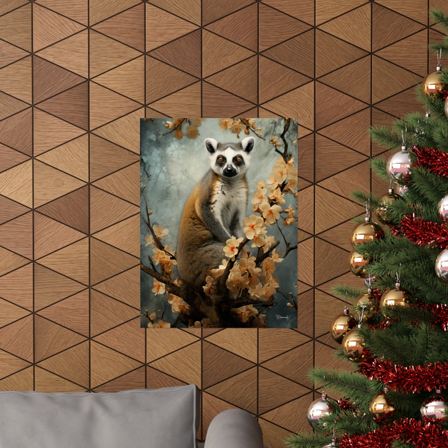 Lemur Floral Matte Vertical Posters