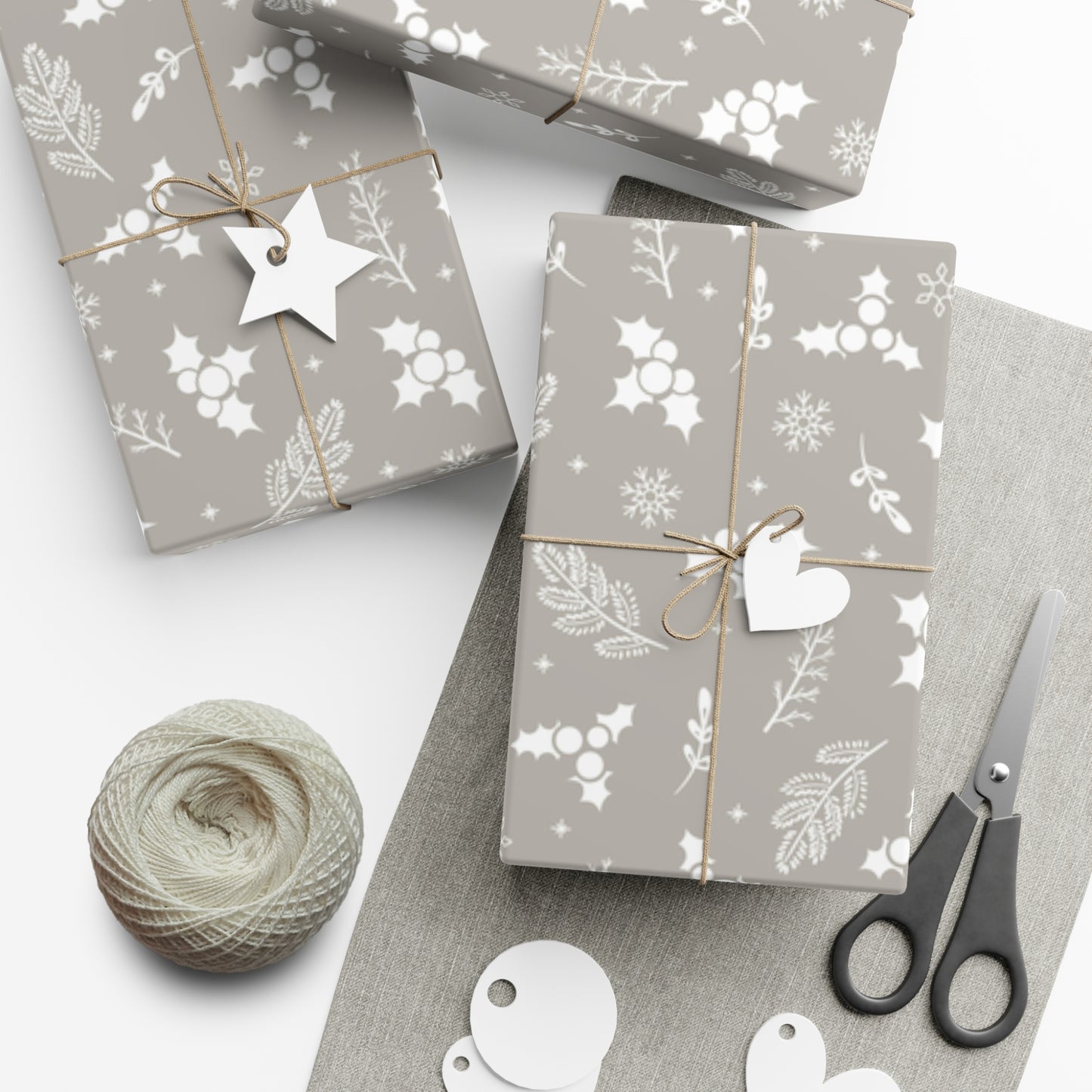 Silver Holly Gift Wrap Papers