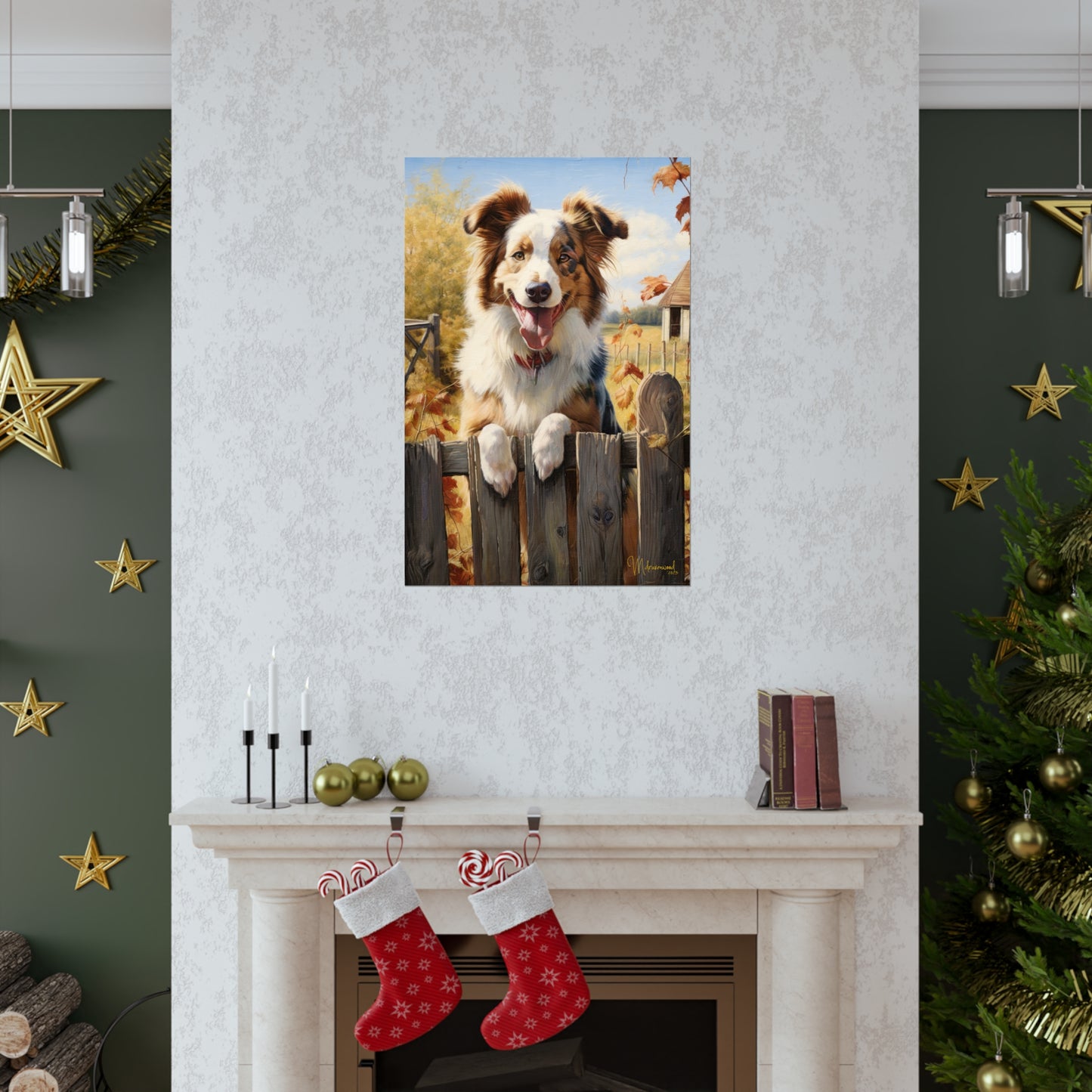 Australian shepherd in the Country Premium Matte Vertical Posters