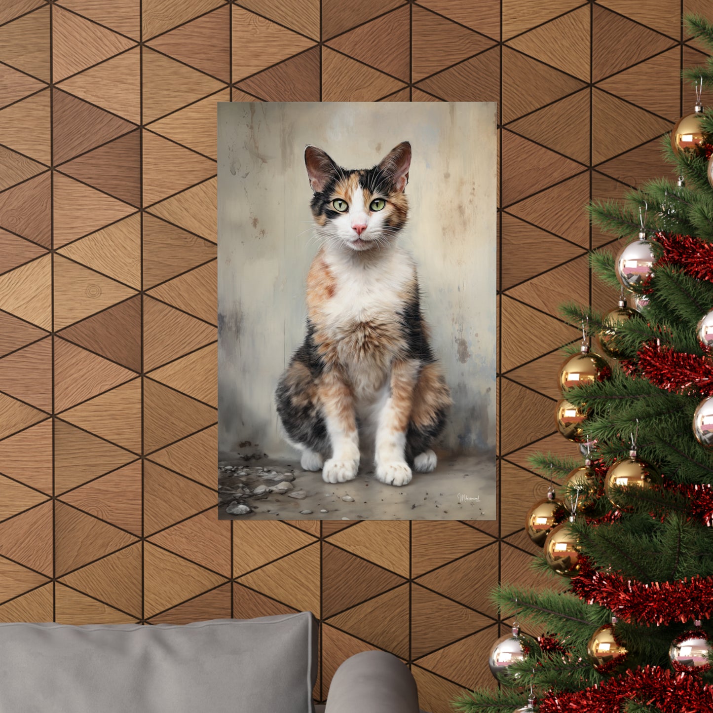 Calico Cat Grunge Premium Matte Vertical Posters