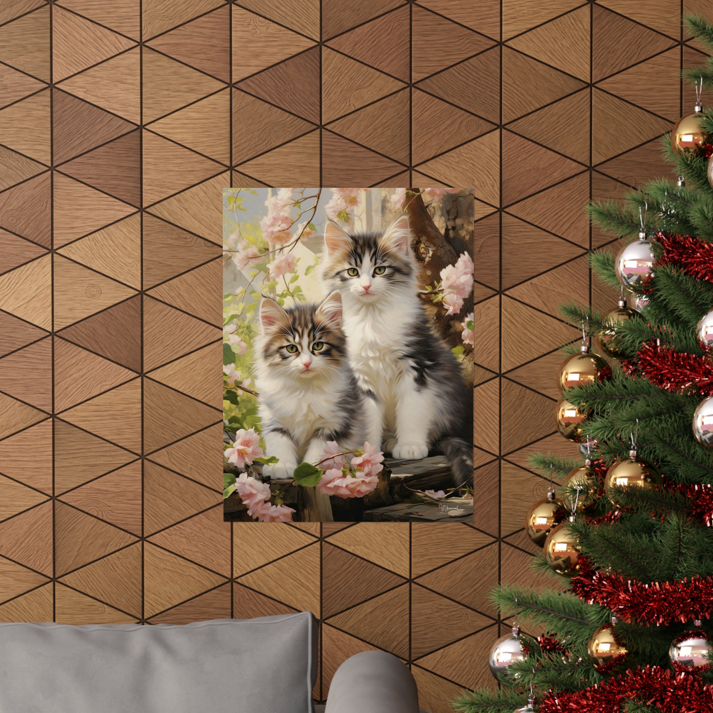 Kittens Floral Premium Matte Vertical Posters