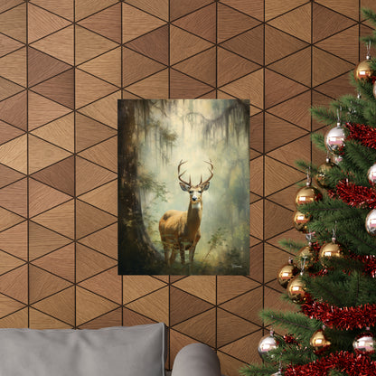 White-Tailed Buck in Florida Forest Premium Matte Vertical Posters