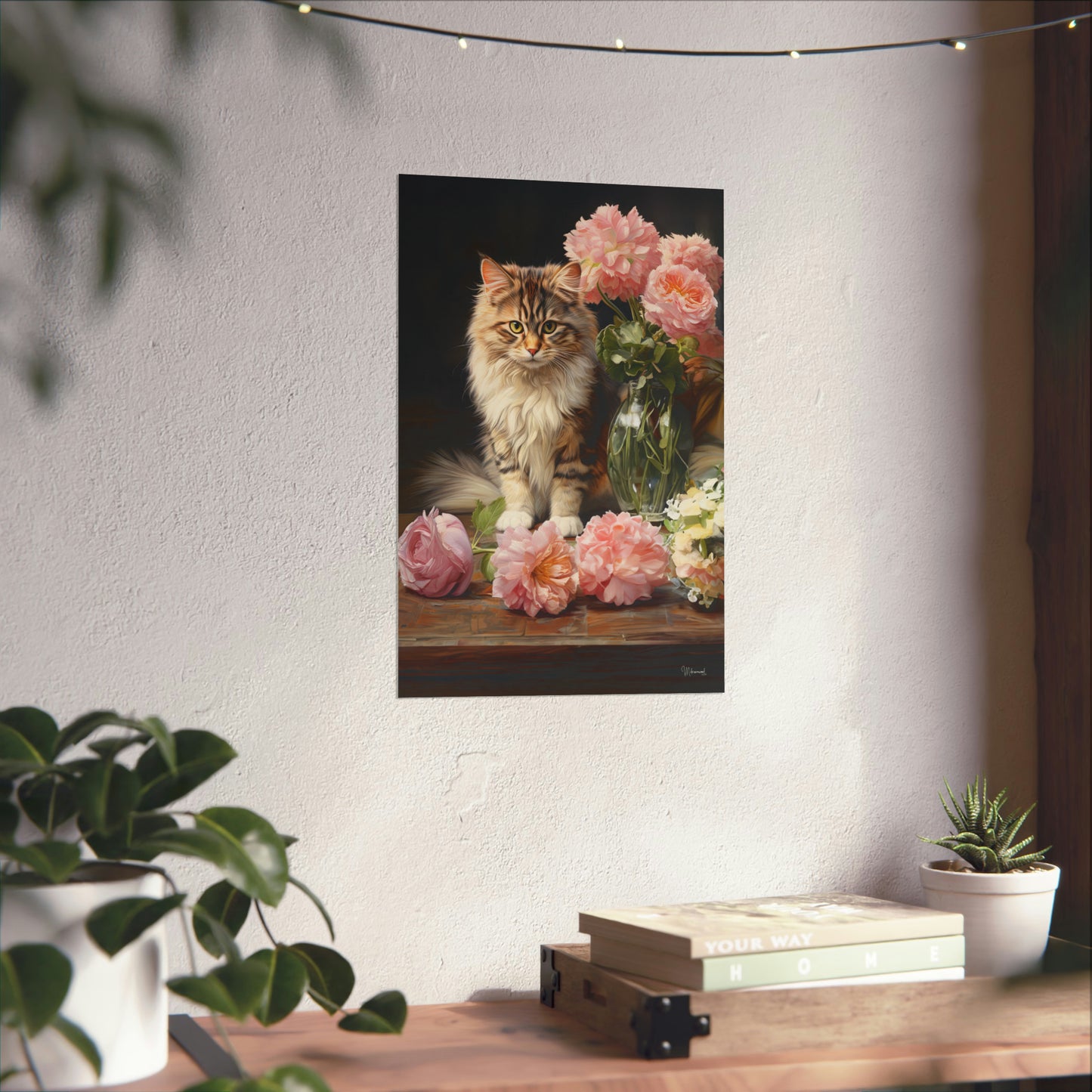 Kitten Floral Premium Matte Vertical Posters