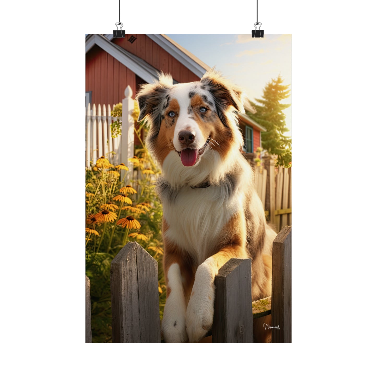 Australian Shepherd on the Farm Premium Matte Vertical Posters