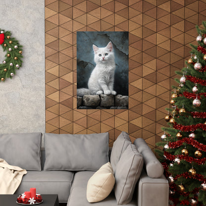 White Kitten Grunge Premium Matte Vertical Posters