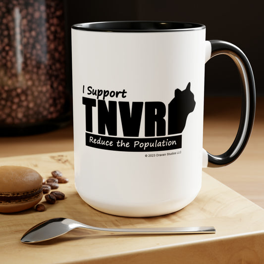 I Support TNVR - Reduce the Population Two-Tone Coffee Mugs, 15oz