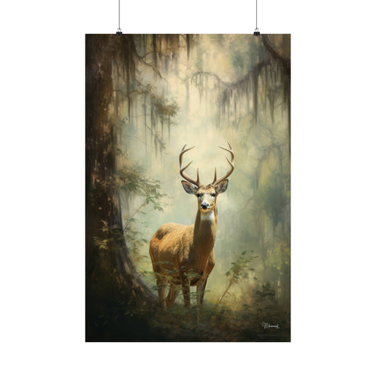 White-Tailed Buck in Florida Forest Premium Matte Vertical Posters