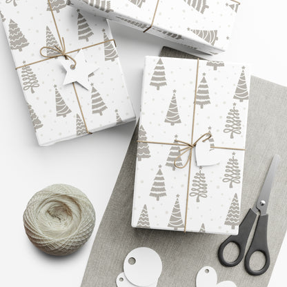 Silver Christmas Tree Gift Wrap Papers