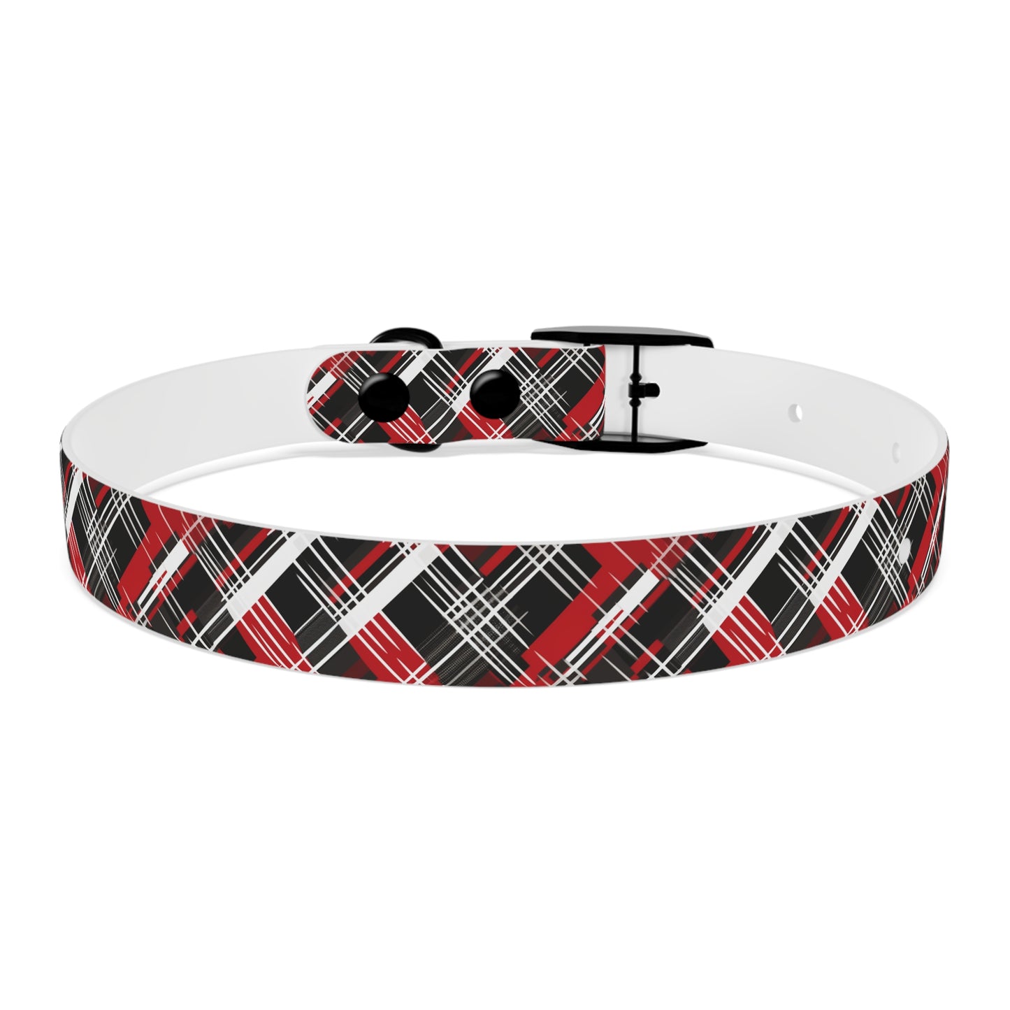 Sassy Pet's Red, Black & White Plaid Dog Collar