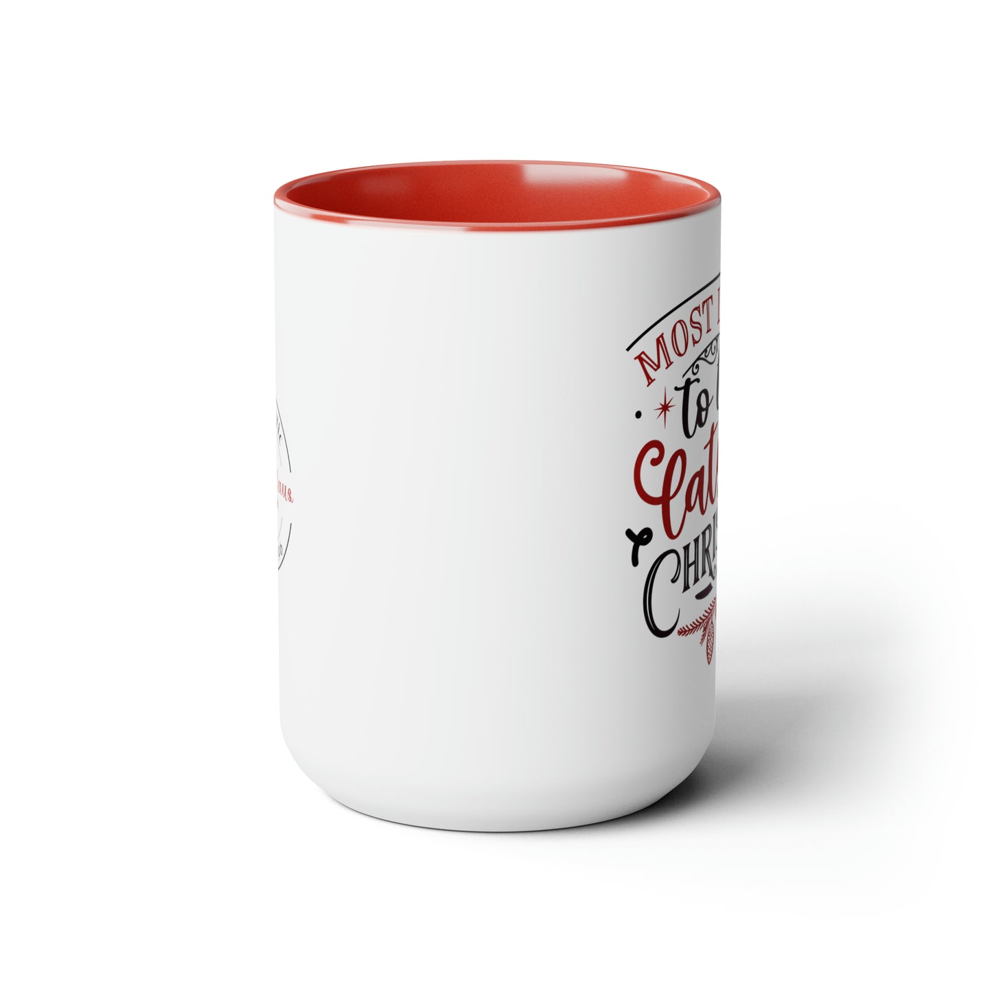 Most Likely to be Late for Christmas Two-Tone Coffee Mugs, 15oz