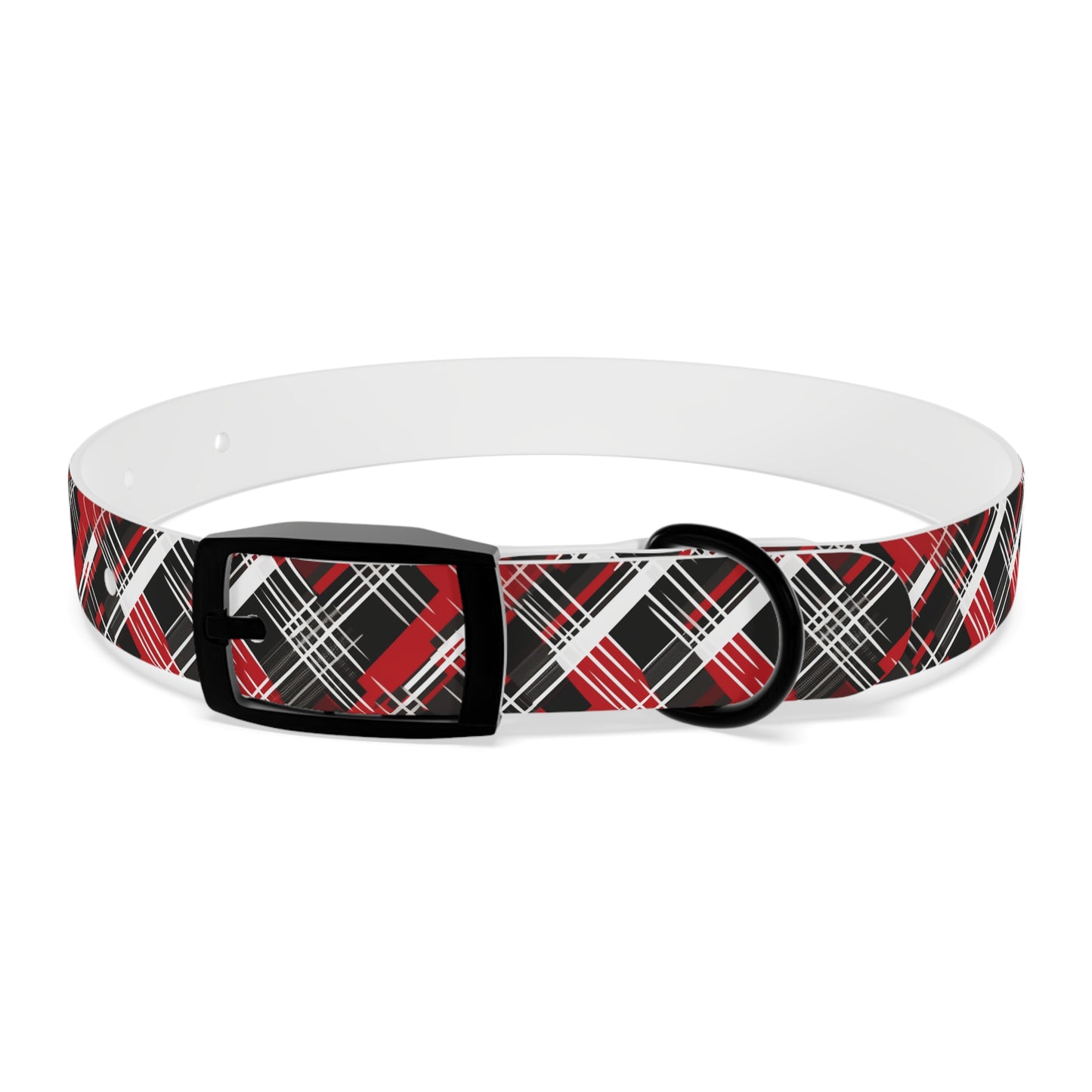 Sassy Pet's Red, Black & White Plaid Dog Collar