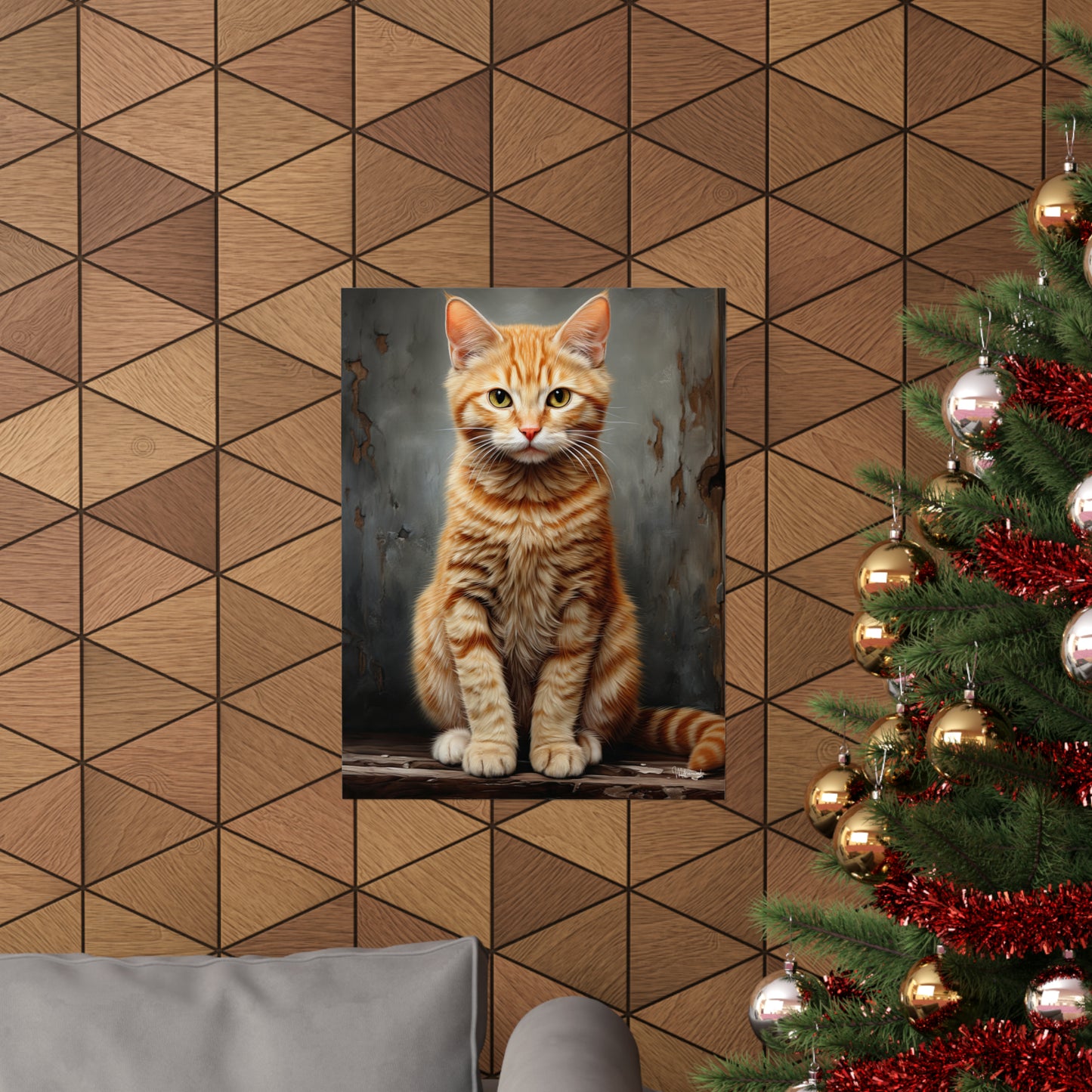 Orange Tabby Kitten Grunge Premium Matte Vertical Posters