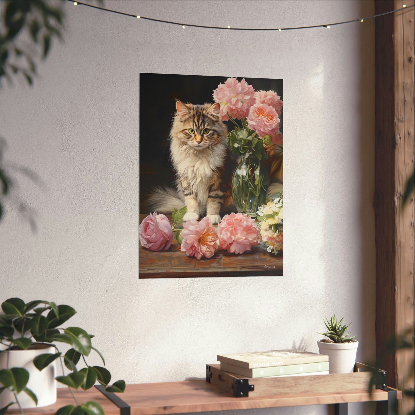 Kitten Floral Premium Matte Vertical Posters