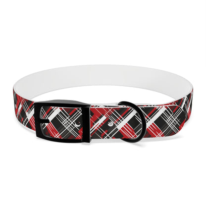 Sassy Pet's Red, Black & White Plaid Dog Collar