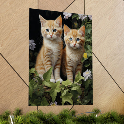 Kittens in the Garden Premium Matte Vertical Posters