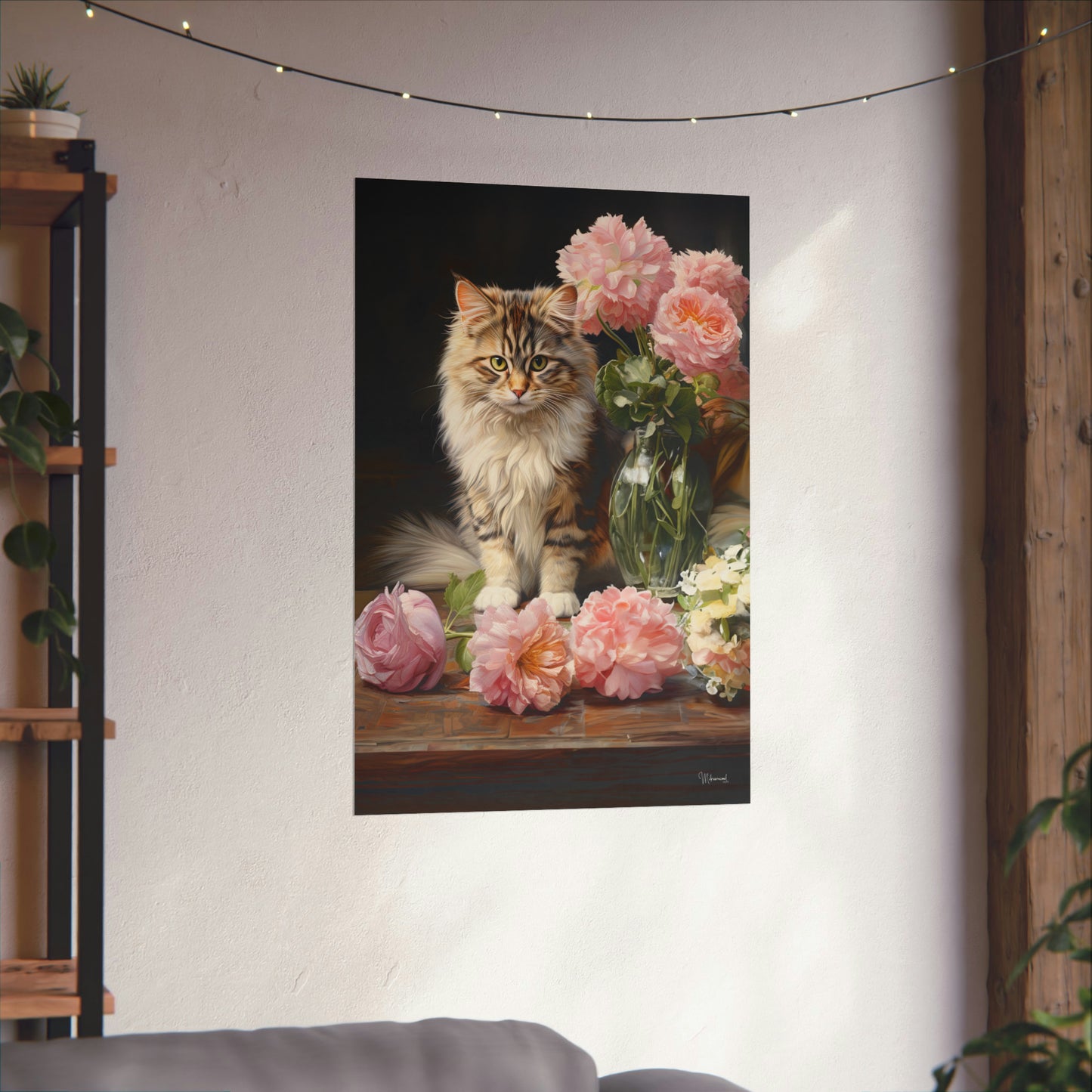 Kitten Floral Premium Matte Vertical Posters