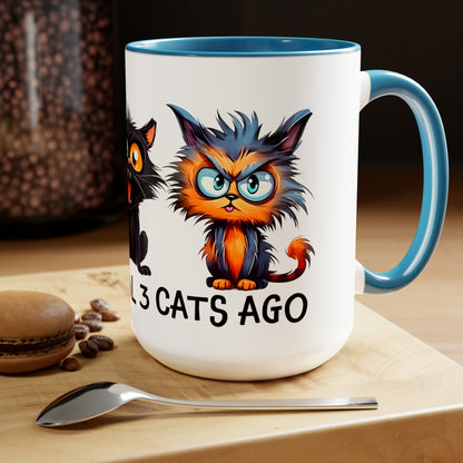 I Was Normal Three Cats Ago Two-Tone Coffee Mugs, 15oz