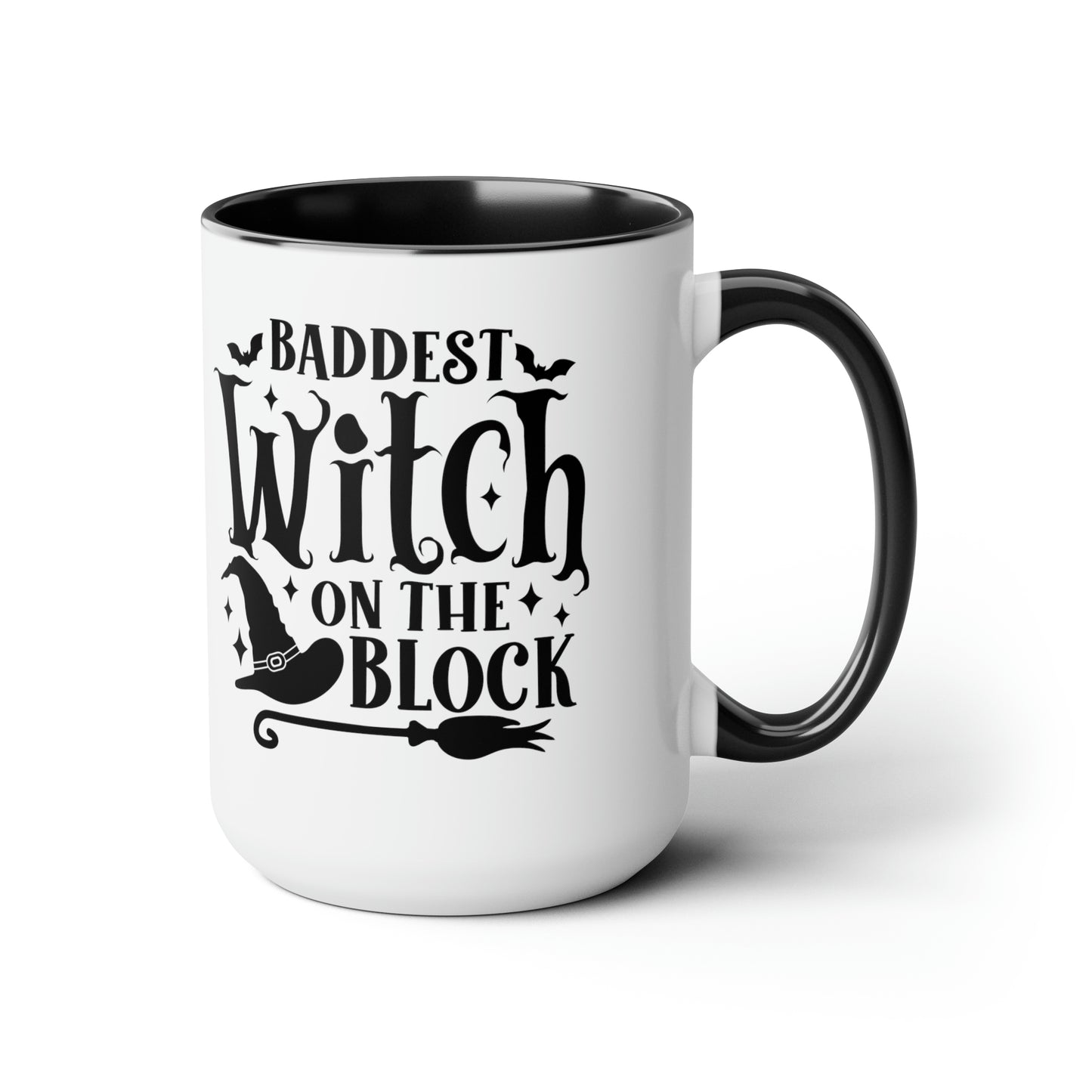 Baddest Witch on the Block Two-Tone Coffee Mugs, 15oz