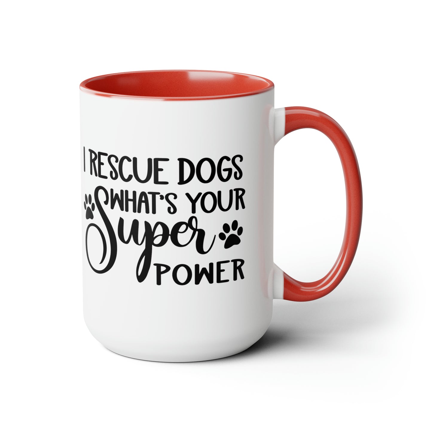 I Rescue Dogs Two-Tone Coffee Mugs, 15oz