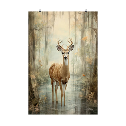 White-Tailed Deer in Florida Forest Premium Matte Vertical Posters