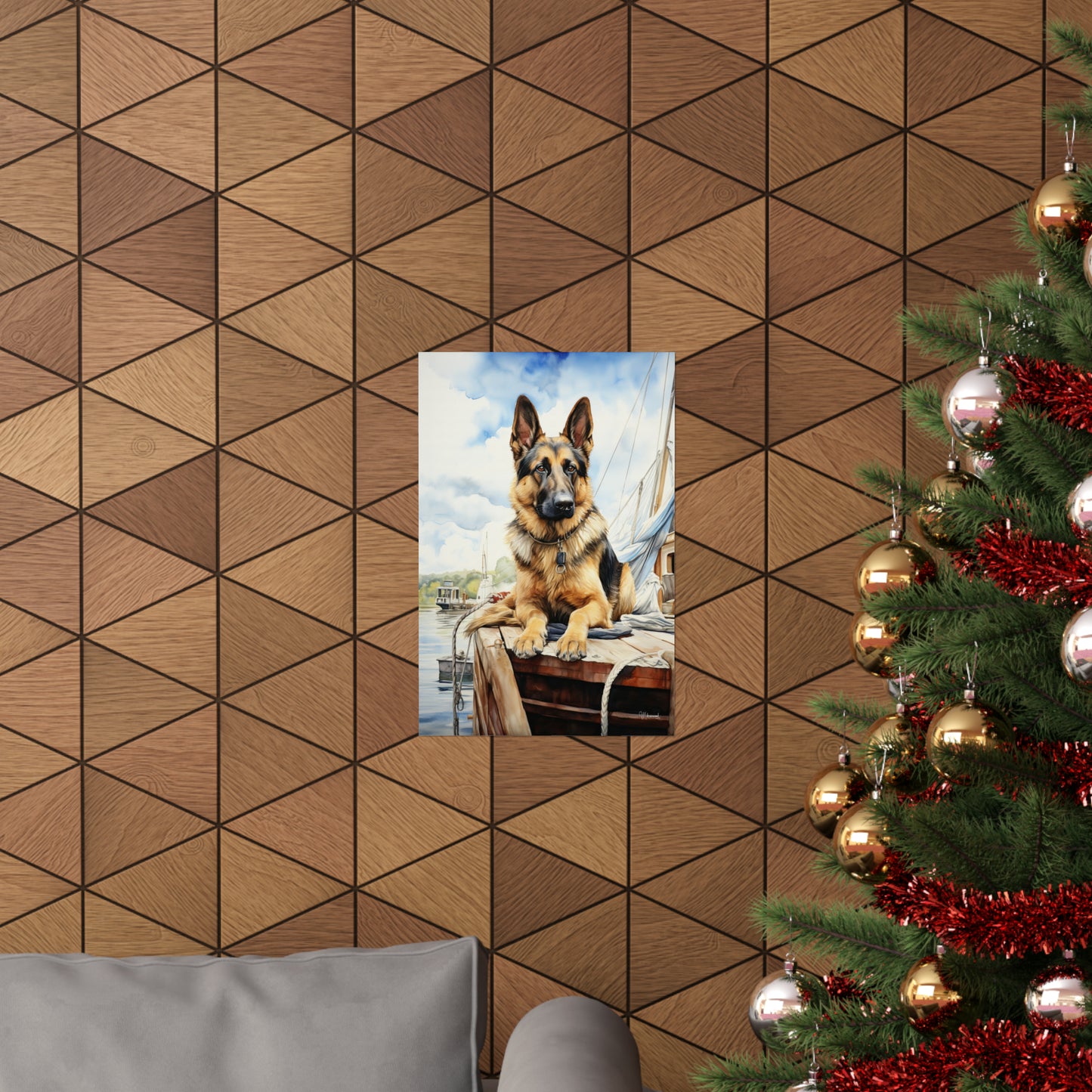 German Shepard on Dock Premium Matte Vertical Posters