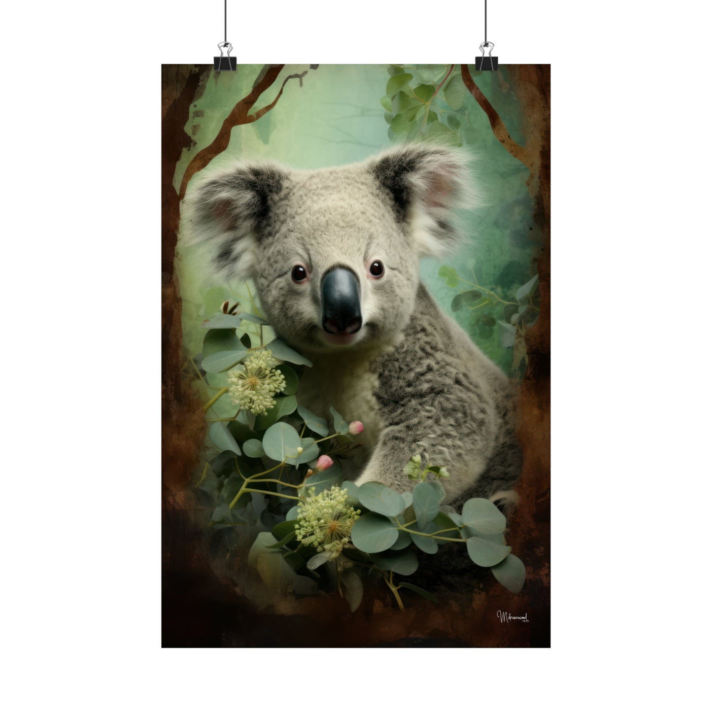 Koala Bear Floral Premium Matte Vertical Posters