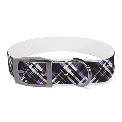 Sassy Pet's Purple, Black & White Plaid Leash Collar