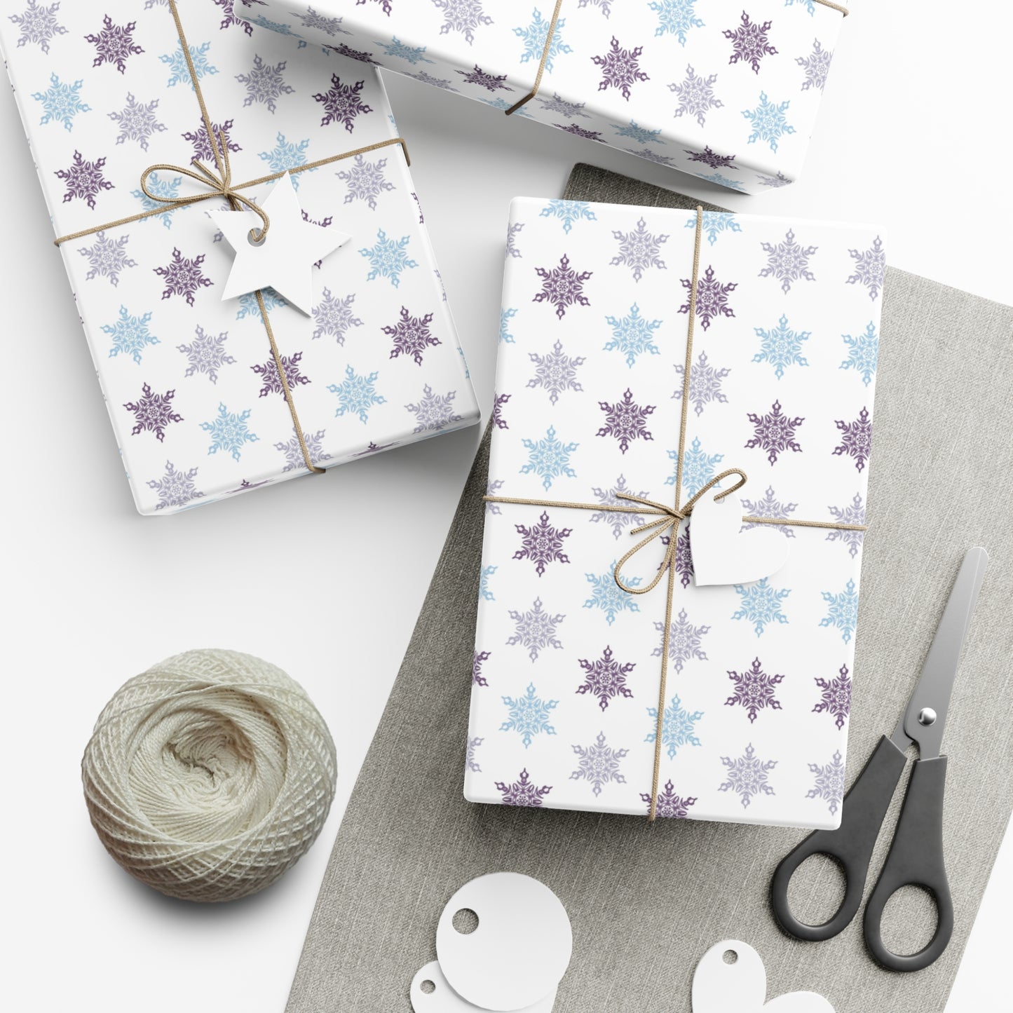 Blue and Purple Snowflakes Gift Wrap Papers