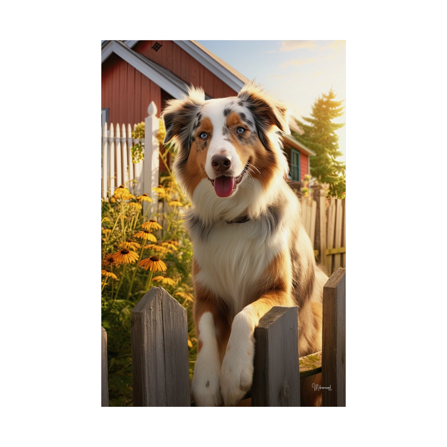 Australian Shepherd on the Farm Premium Matte Vertical Posters