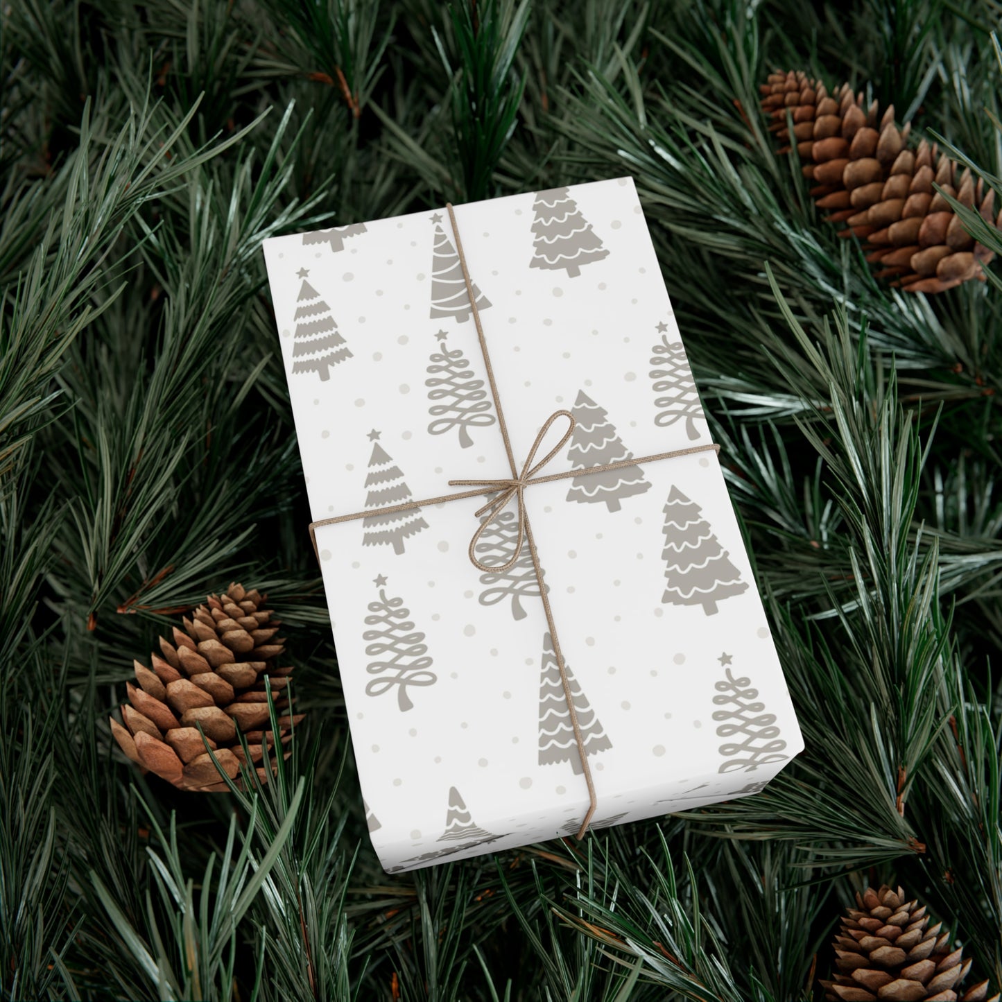 Silver Christmas Tree Gift Wrap Papers