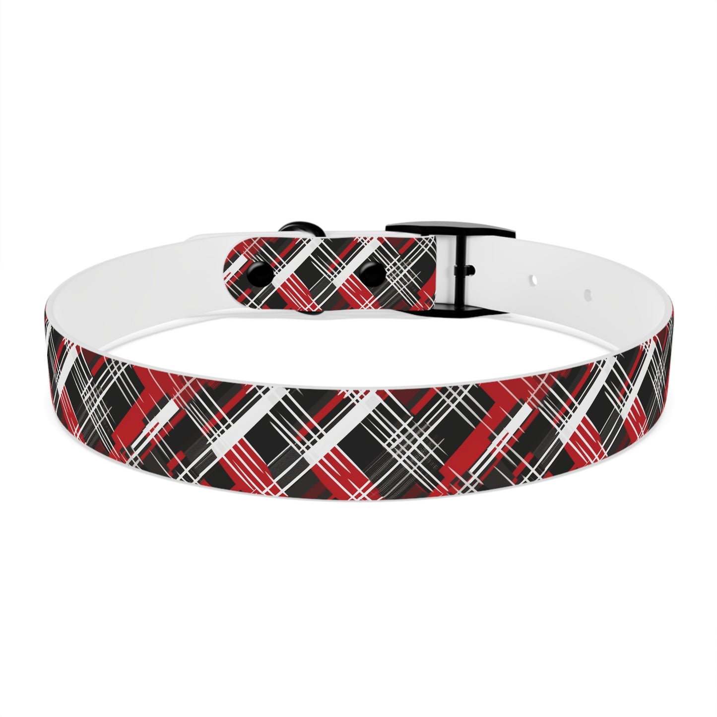 Sassy Pet's Red, Black & White Plaid Dog Collar