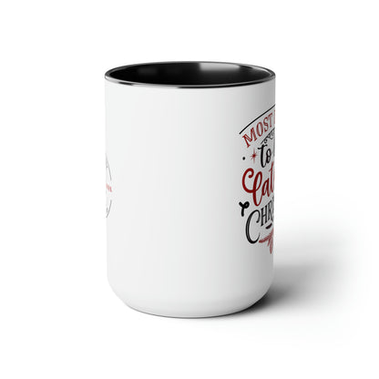 Most Likely to be Late for Christmas Two-Tone Coffee Mugs, 15oz