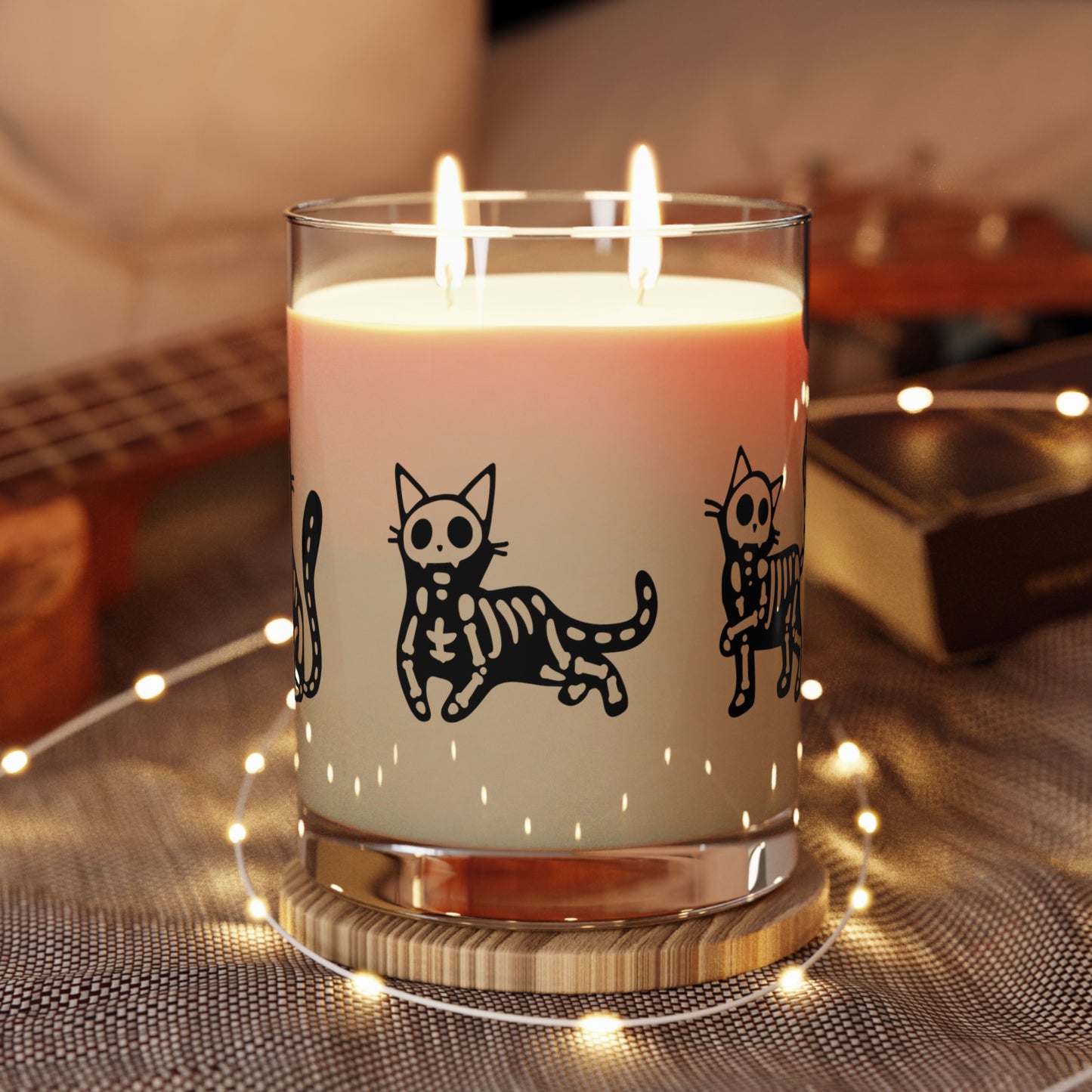 Halloween Skeleton Cat Scented Candle - Full Glass, 11oz
