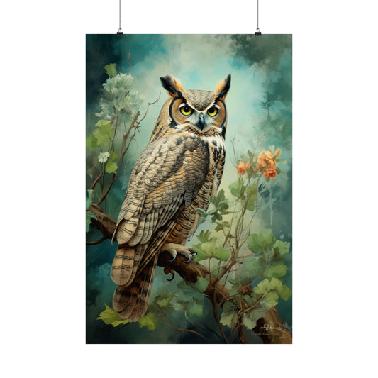 Great Horned Owl Premium Matte Vertical Posters