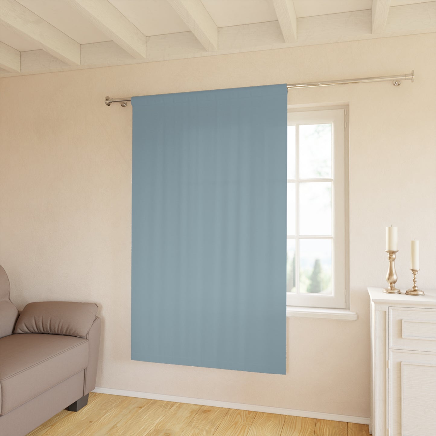 Baby Monster's Series Solid Blue Curtains