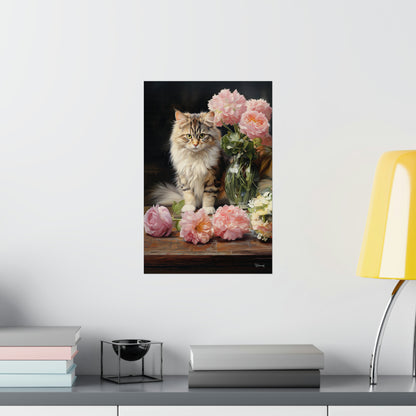 Kitten Floral Premium Matte Vertical Posters